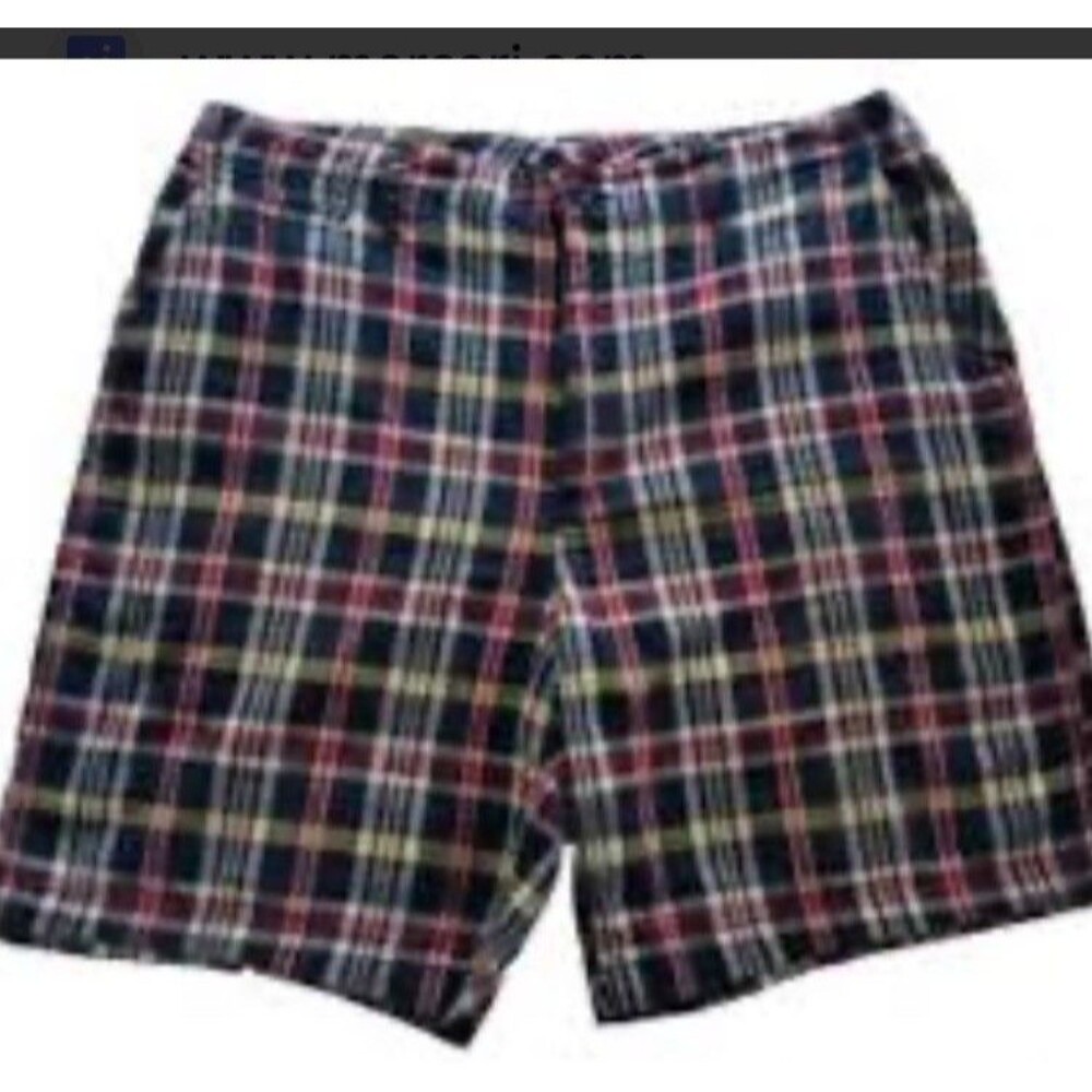 Harbour Bay Red/Blue/White Big & Tall Plaid 100% Cotton Bermuda Shorts Size 60”